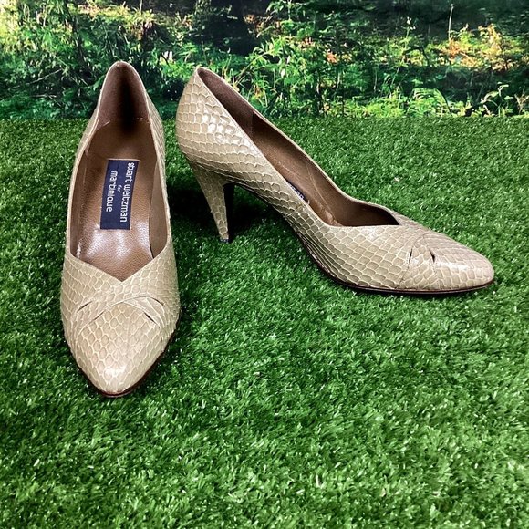 Stuart Weitzman Snake Skin Heels Vintage 8 - Picture 1 of 15